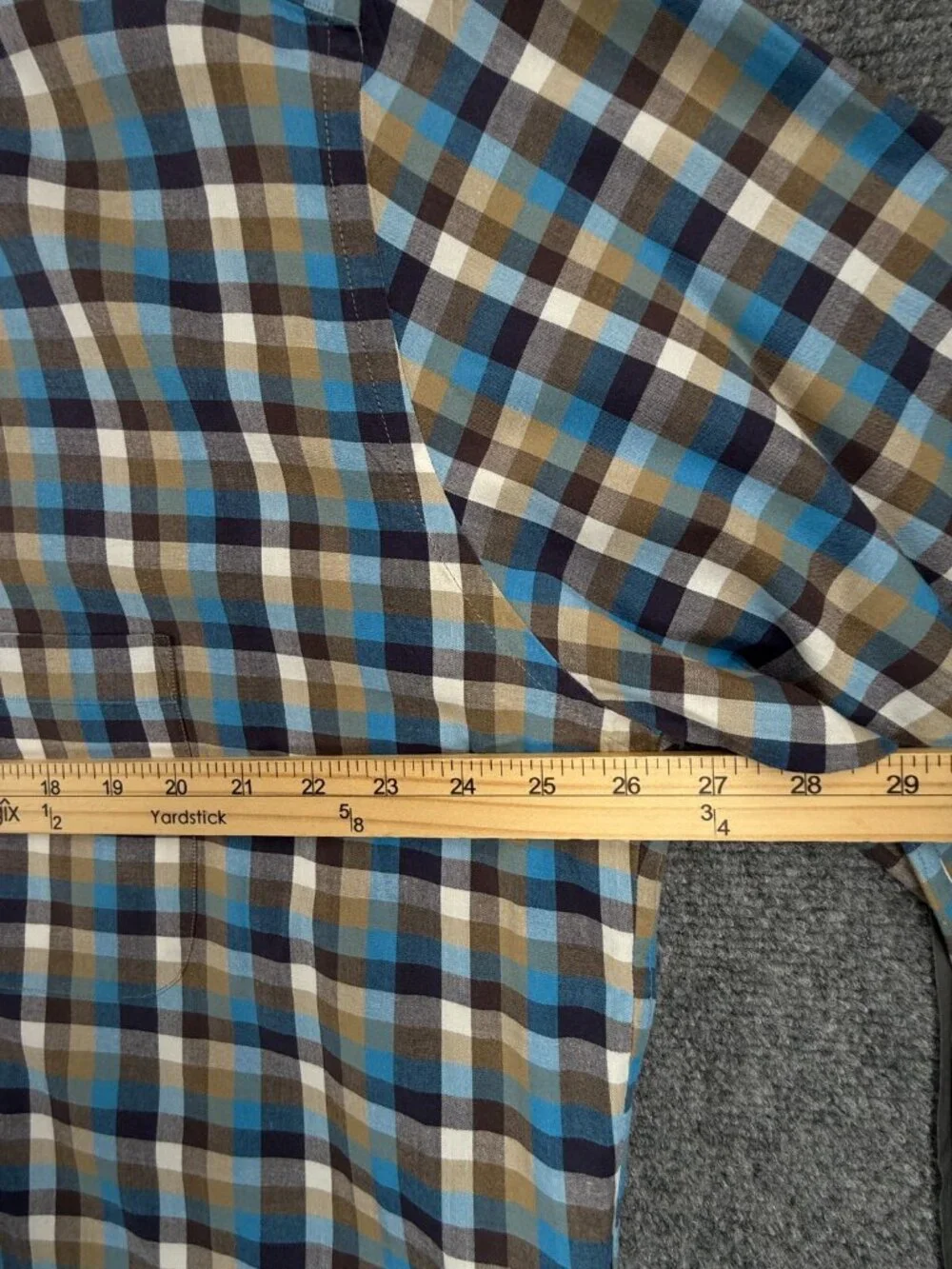 Peter Millar Blue Brown Check Button Up Shirt 2XL Cotton Long Sleeve Woven Adult